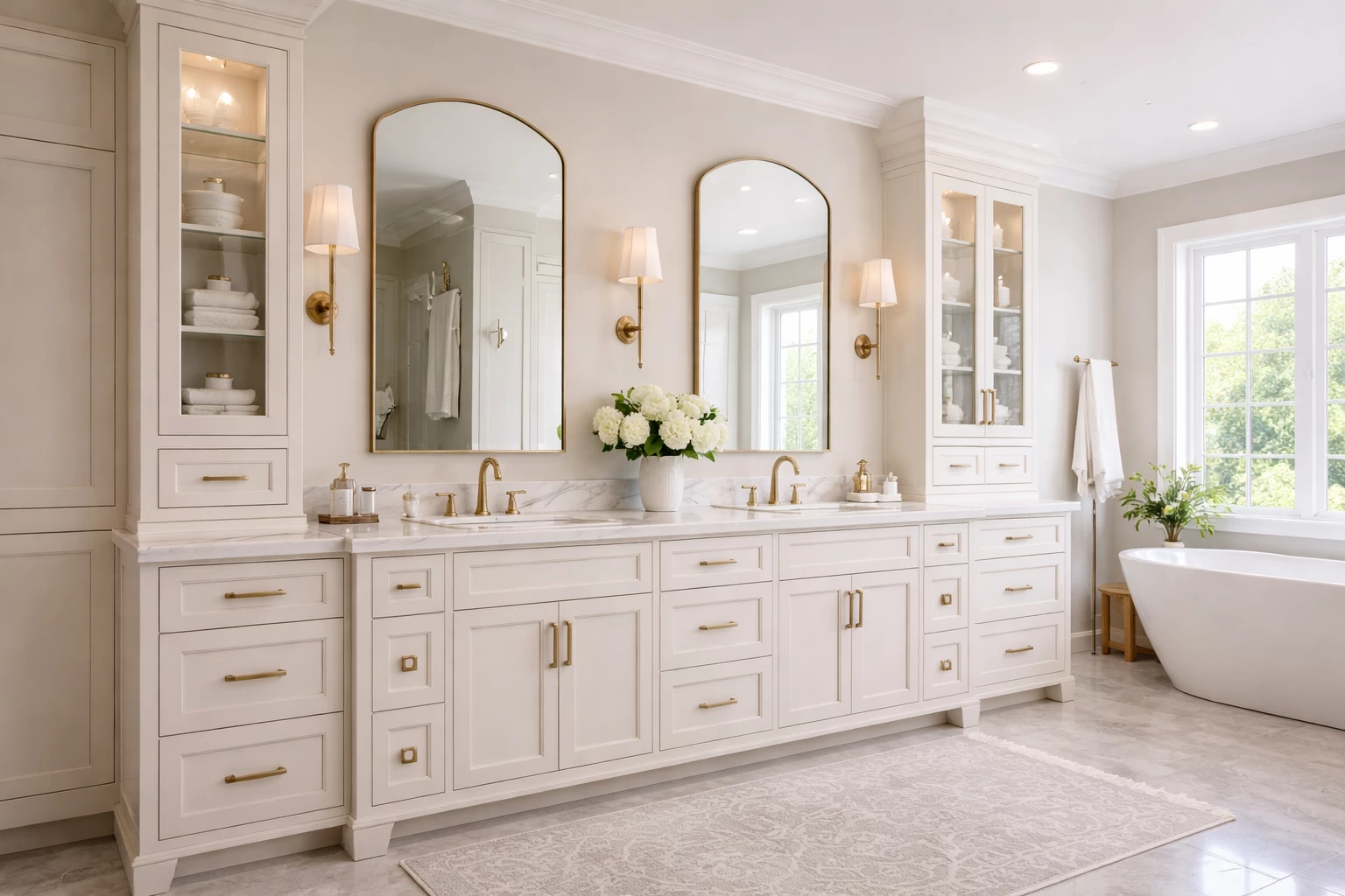 Luxury custom bathroom cabinetry background